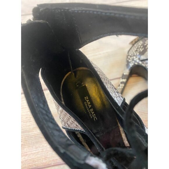 Zara Basic Women's Snake Print Lace Up Stilleto Heels - 38 (7.5) - Picture 5 of 11
